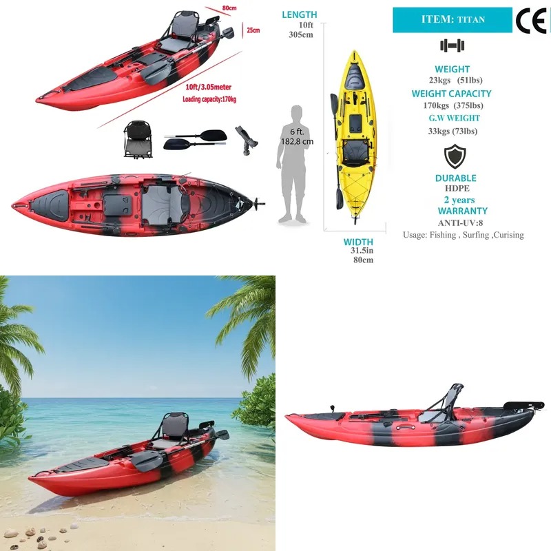 10ft Single Seat Sit on Fishin - đánh giá và giá Fishing Kayak Paddle