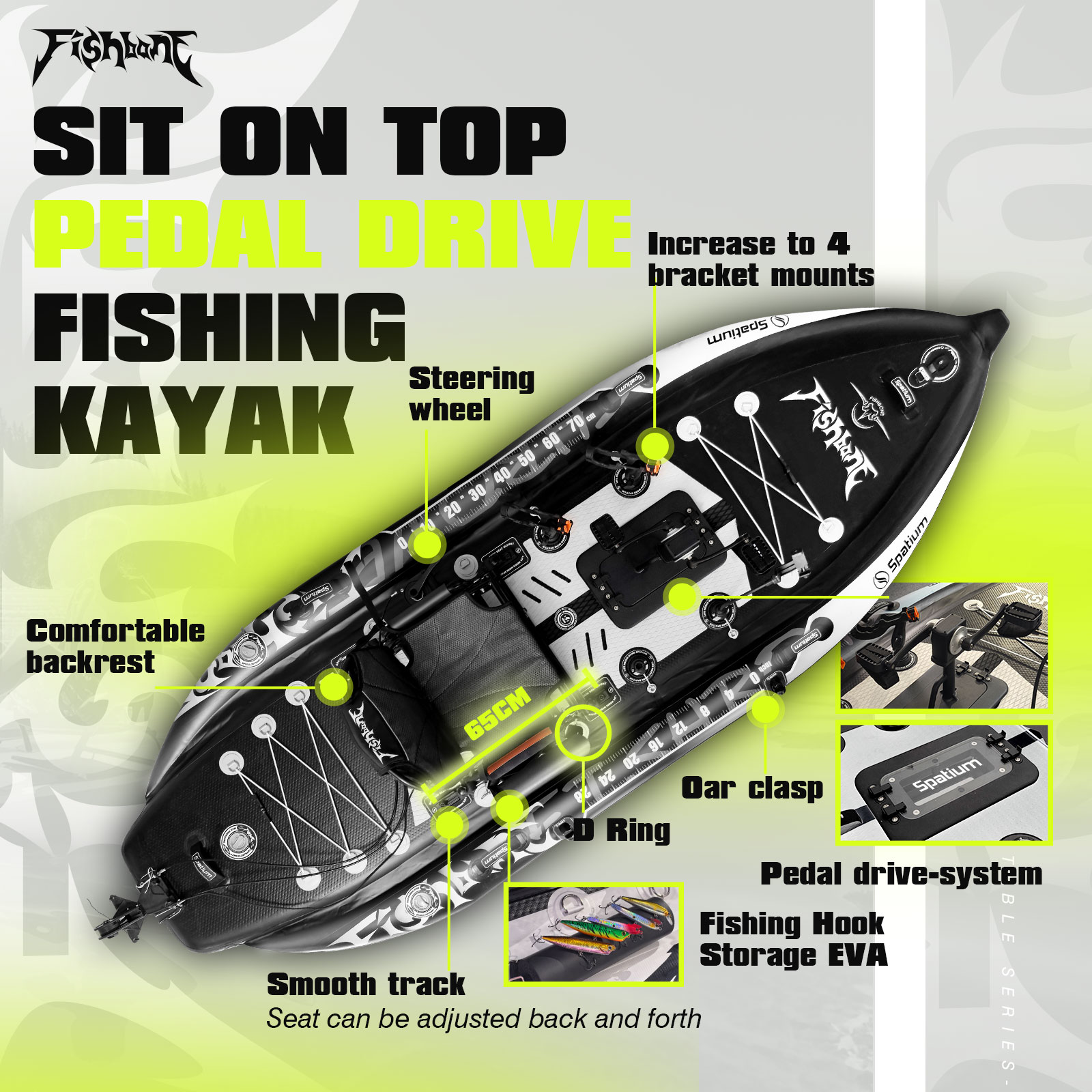 Spatium Fishing Kayak Boat Ped - đánh giá và giá Fishing Kayak Sit On Top